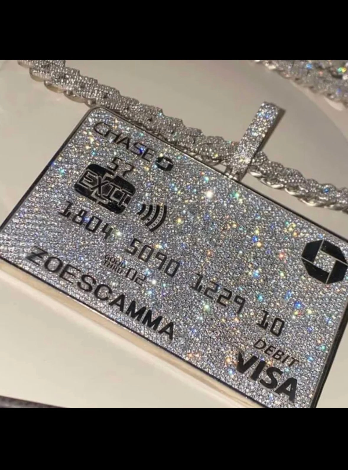 Buss Down Iced out Fully VVS Credit Card Pendant