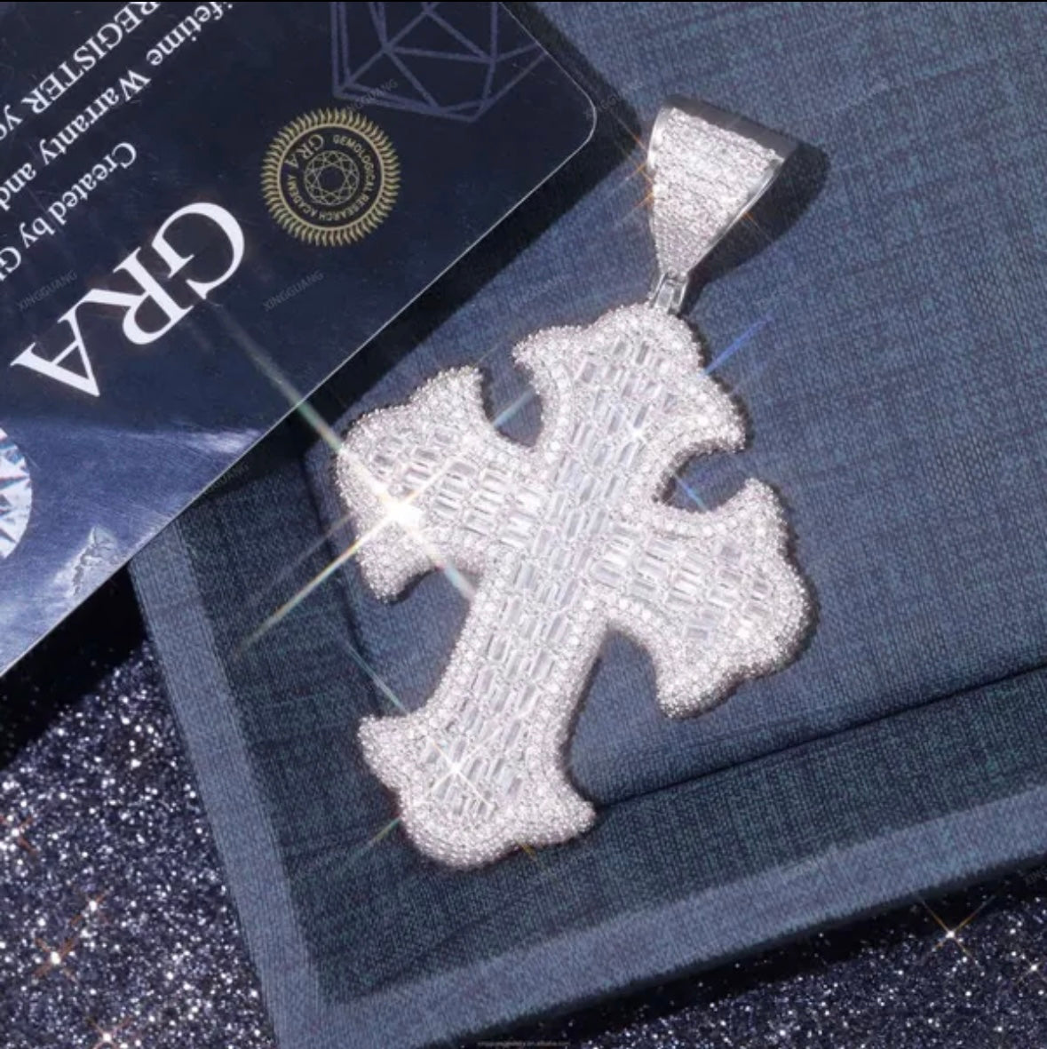 High Quality Baguette Cross VVS Pendant