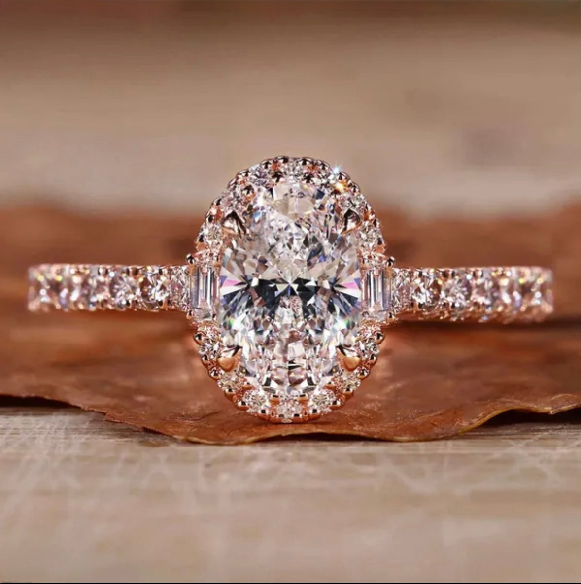 14k Oval VVS 3 Ct Engagement Ring