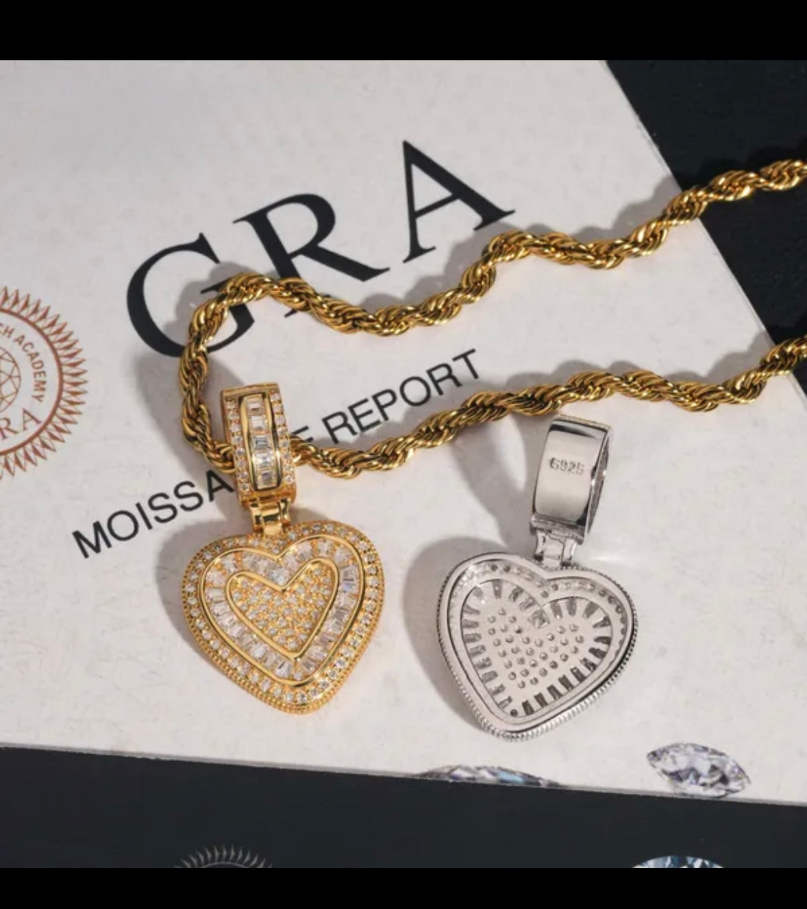 Two Layered VVS Heart Pendant