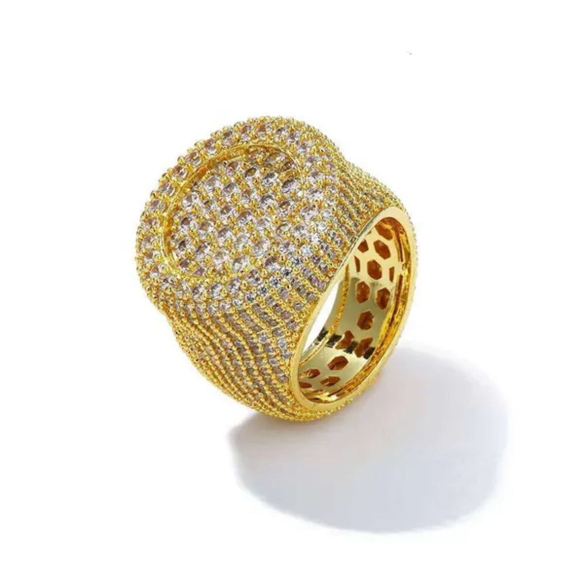 Fully Iced out Big Round VVS Ring