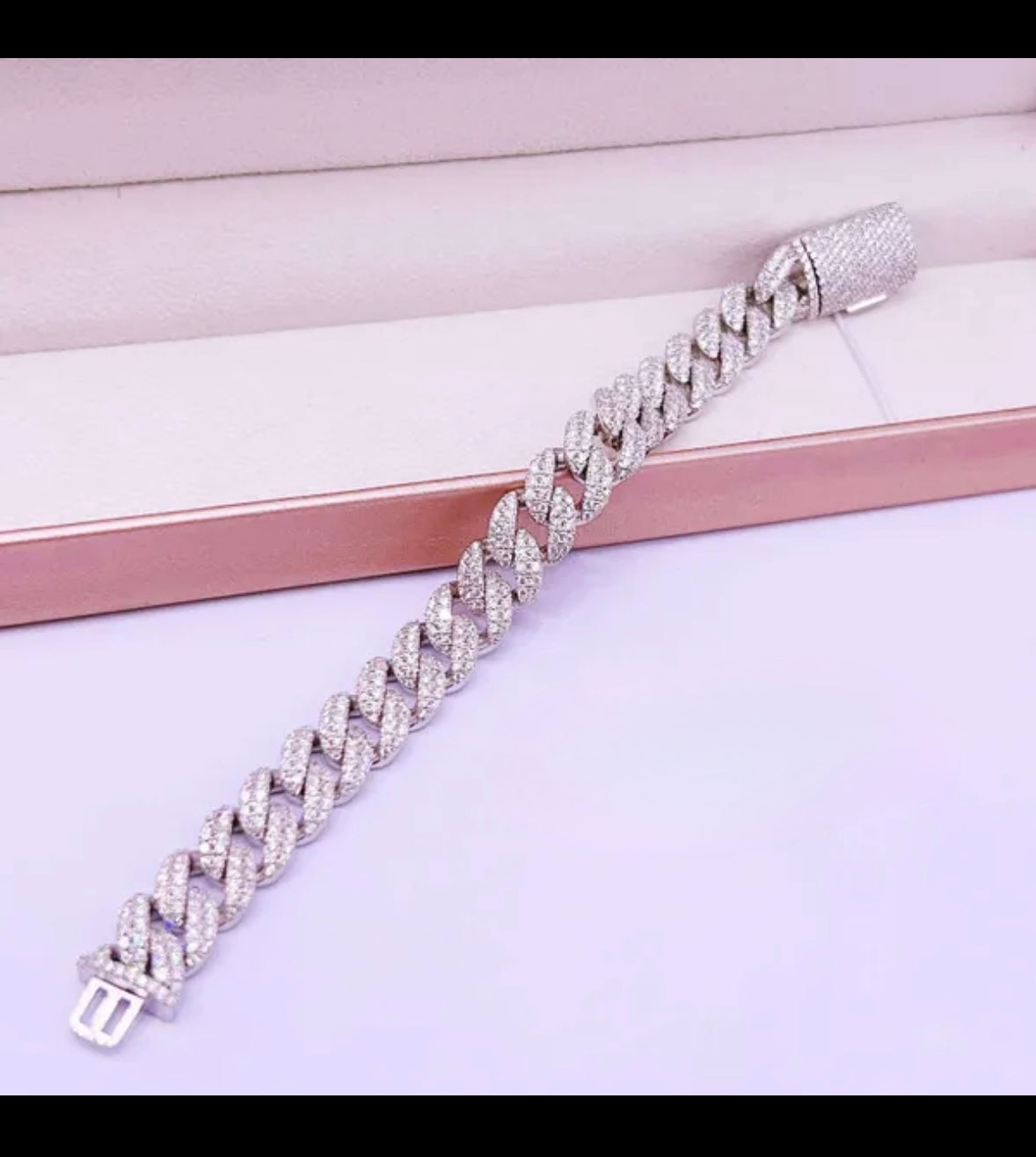 12mm Two Row VVS Iced Out Cuban Link Bracelet