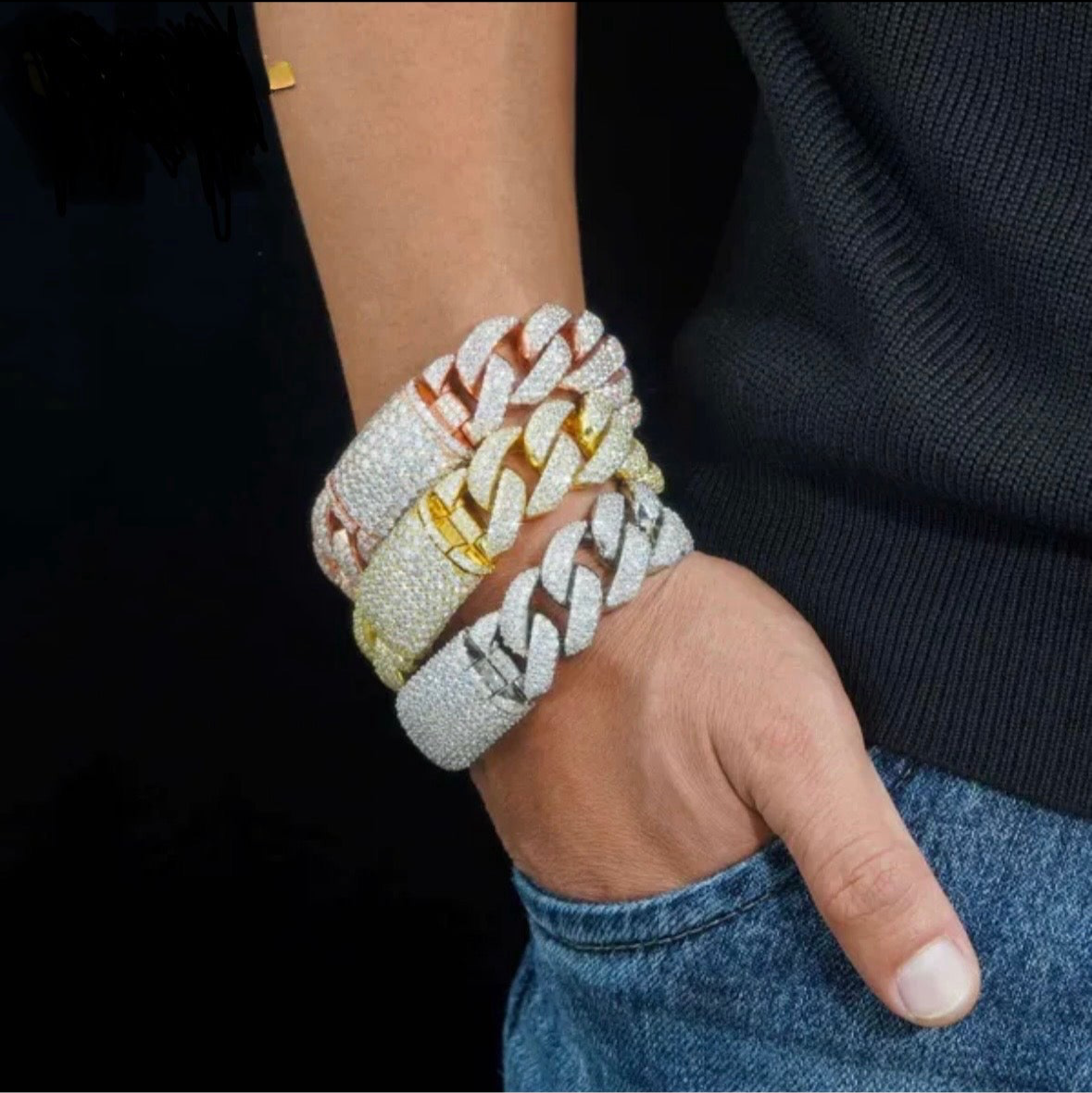 Iced out 20mm 925 Cuban link Bracelet