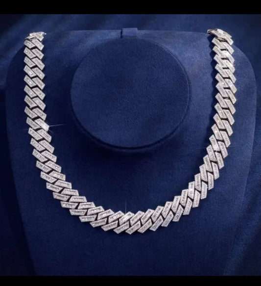 Silver Iced out 10mm Cuban Link chain