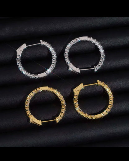 Fully Iced Out Hoop Earrings