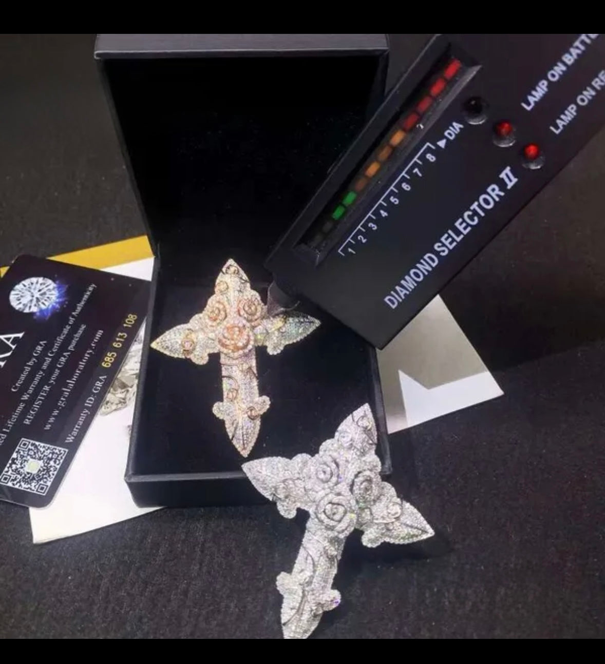 Iced Out 3D Cross Rose Pendant