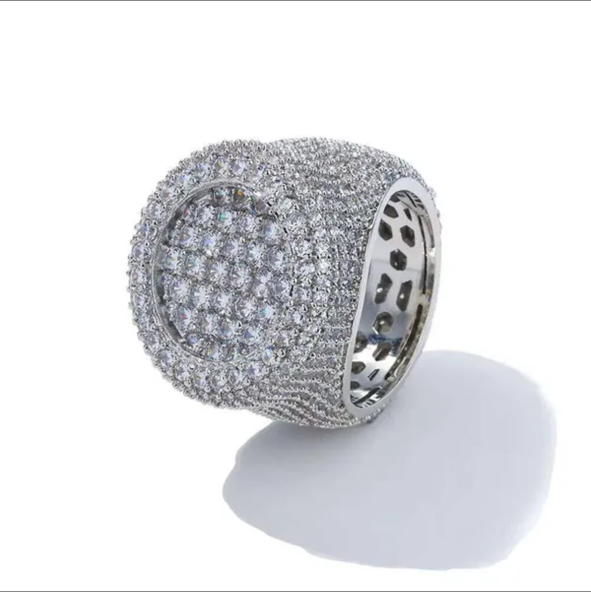 Fully Iced out Big Round VVS Ring