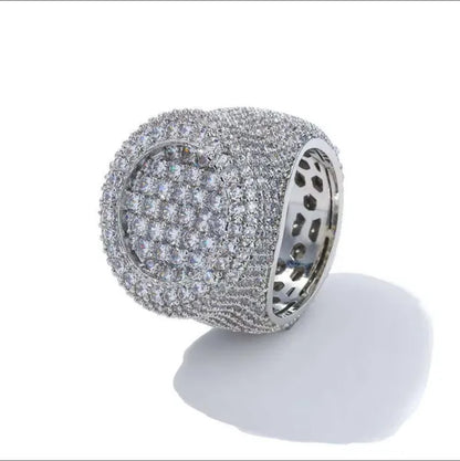 Fully Iced out Big Round VVS Ring