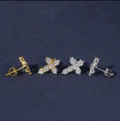 Iced Out VVS Cross Earrings