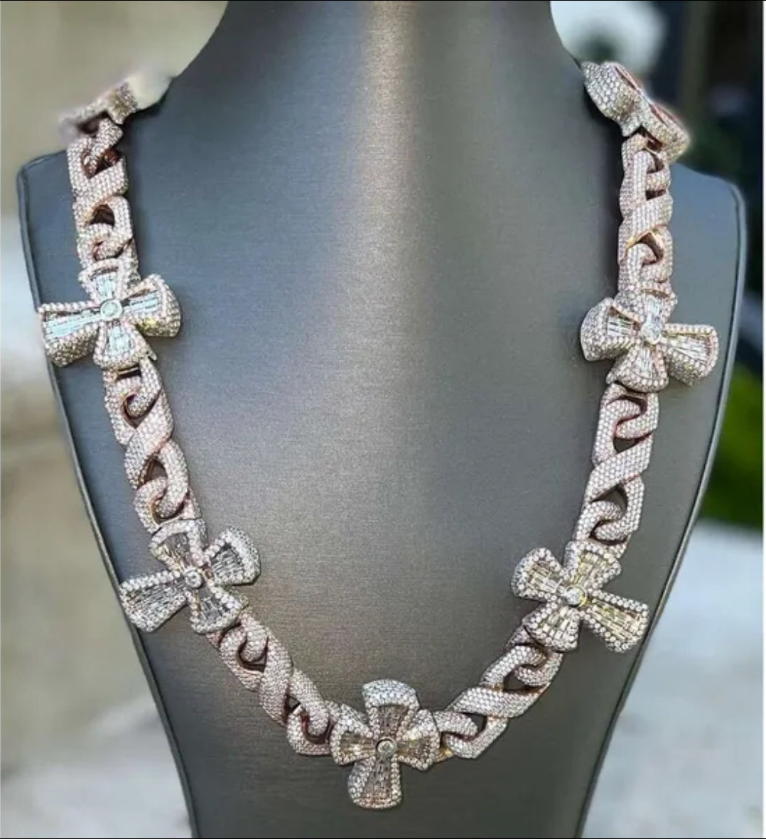Baguette Cross Large VVS Chain