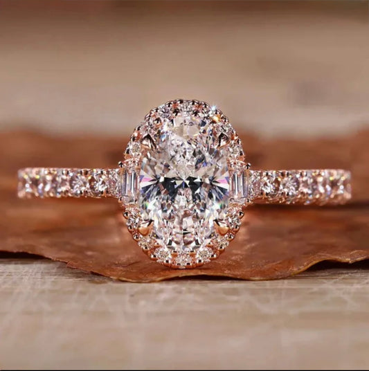 14k Oval VVS 3 Ct Engagement Ring