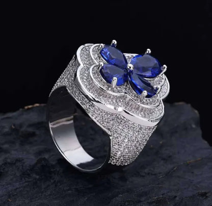Four Leaf Clover Colored Gemstone Ring