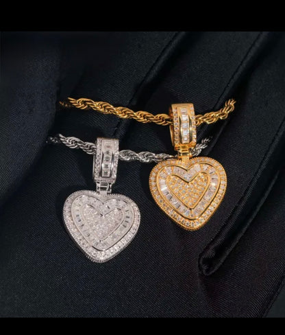 Two Layered VVS Heart Pendant