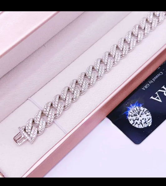 12mm Two Row VVS Iced Out Cuban Link Bracelet