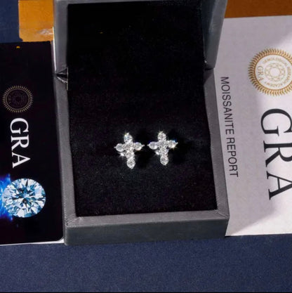 Iced Out VVS Cross Earrings