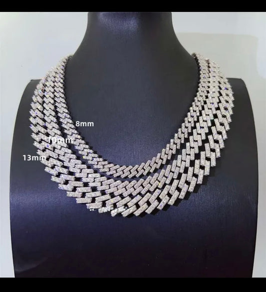 Silver Iced out 13mm Cuban Link chain