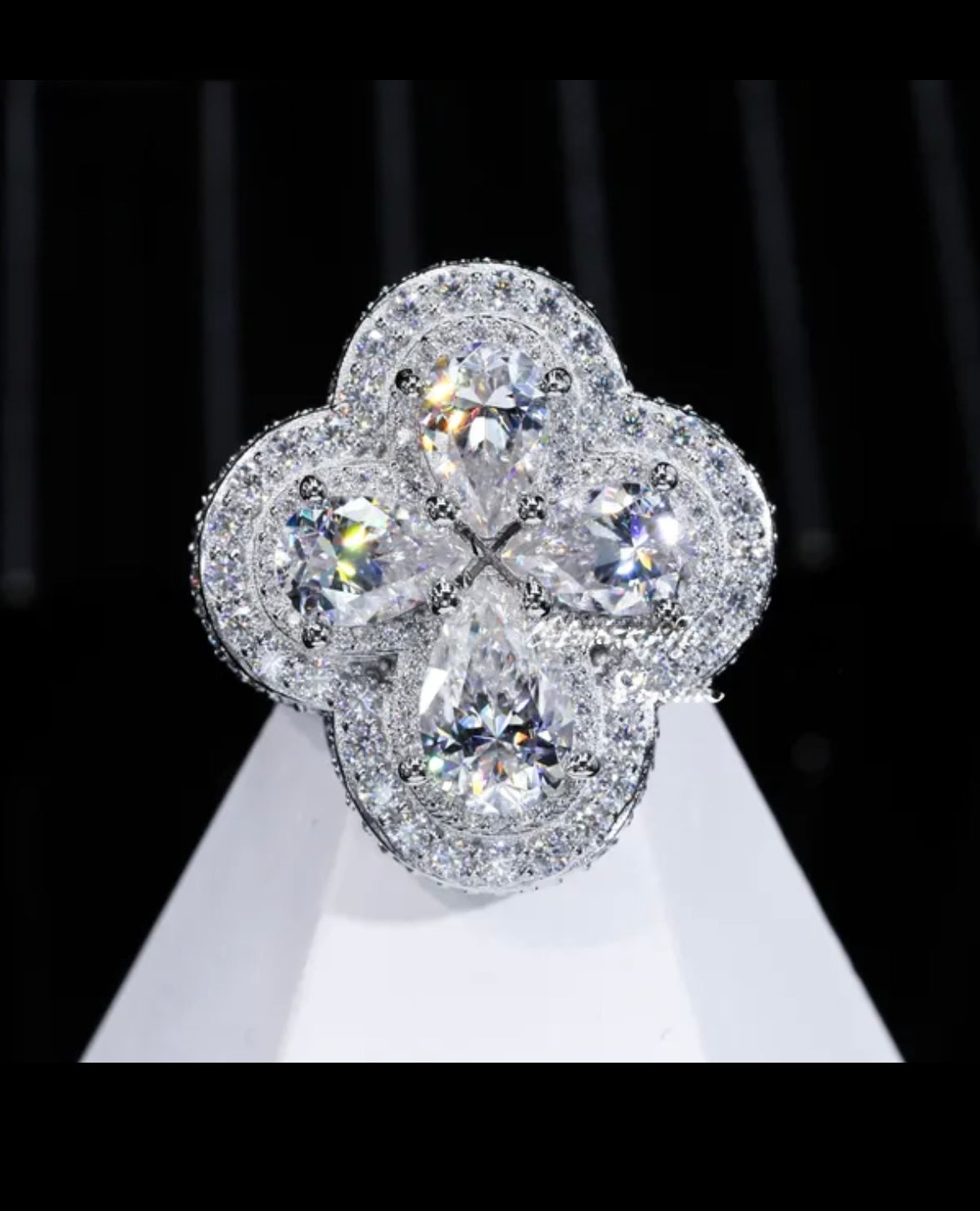 Clover Flooded Iced Out Ring