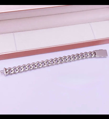 12mm Two Row VVS Iced Out Cuban Link Bracelet