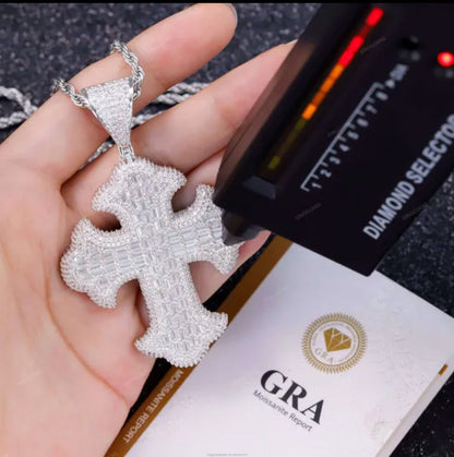 High Quality Baguette Cross VVS Pendant