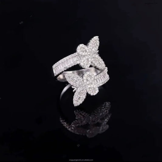 Butterfly Shape VVS Iced Out Ring