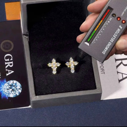 Iced Out VVS Cross Earrings