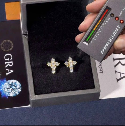 Iced Out VVS Cross Earrings
