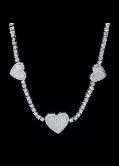 3mm Iced Out VVS Heart Tennis Chain Necklace
