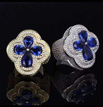 Four Leaf Clover Colored Gemstone Ring