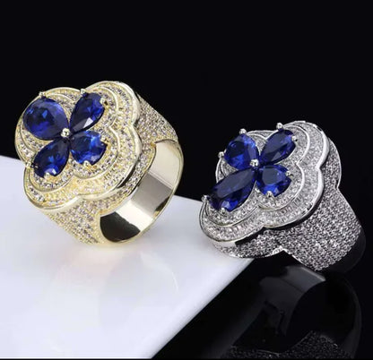 Four Leaf Clover Colored Gemstone Ring