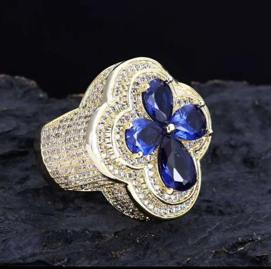 Four Leaf Clover Colored Gemstone Ring