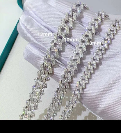 Silver Iced out 13mm Cuban Link chain