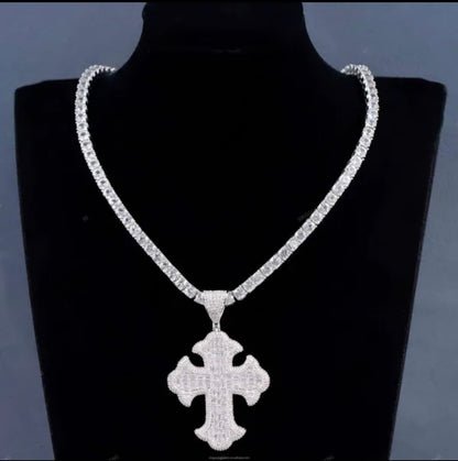 High Quality Baguette Cross VVS Pendant