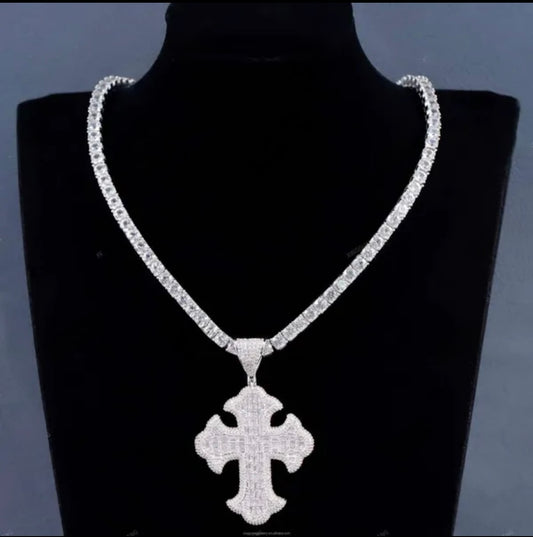 High Quality Baguette Cross VVS Pendant