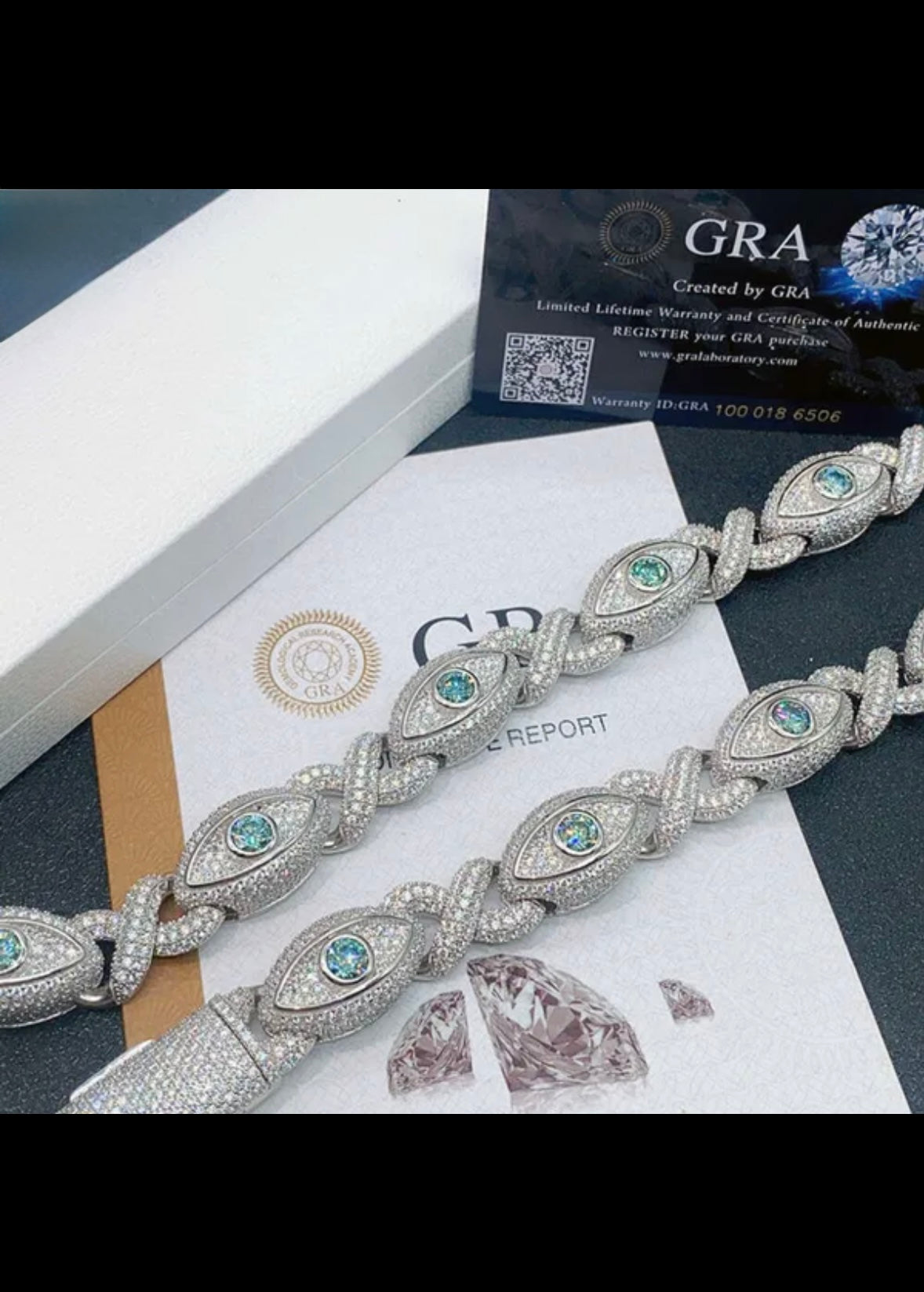 Eye Figure of Eight Iced Out Cuban Link Blue Sapphire Bracelet 15mm