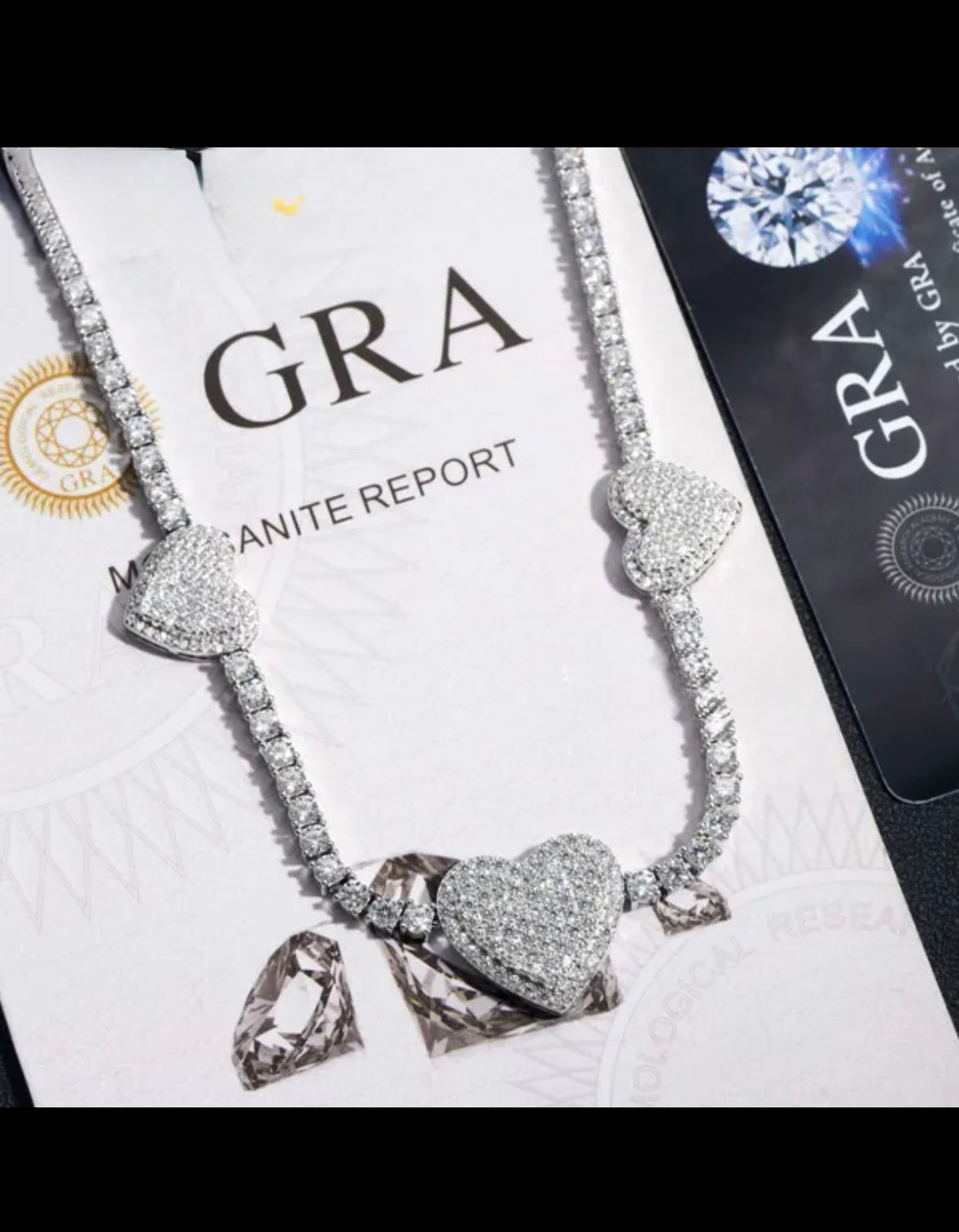 3mm Iced Out VVS Heart Tennis Chain Necklace