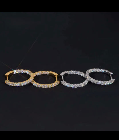 Fully Iced Out Hoop Earrings