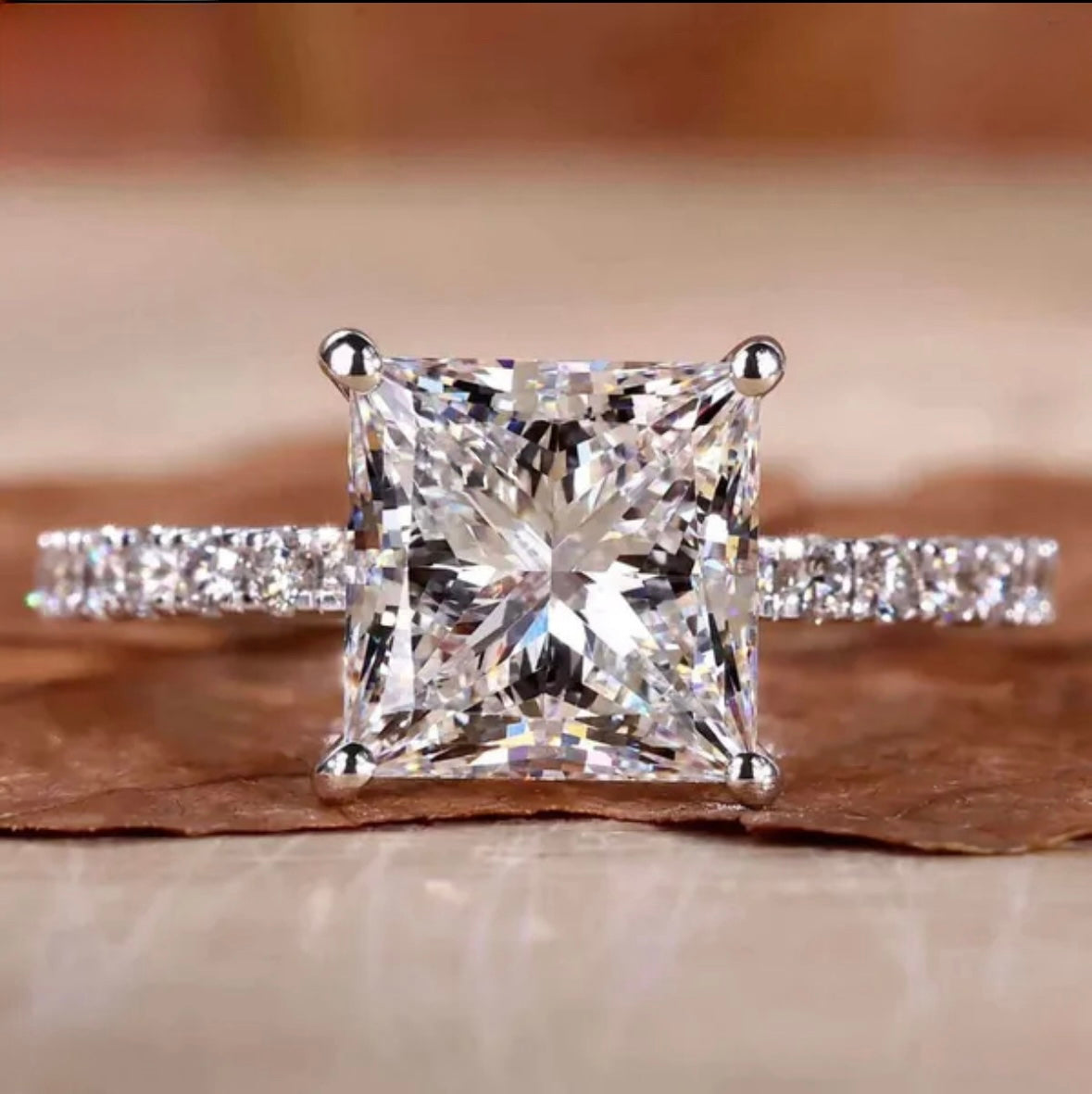 14k Square VVS 3 Ct Engagement Ring