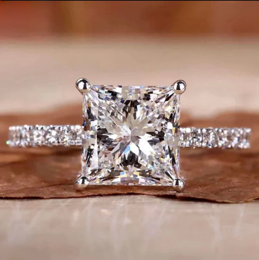 14k Square VVS 3 Ct Engagement Ring