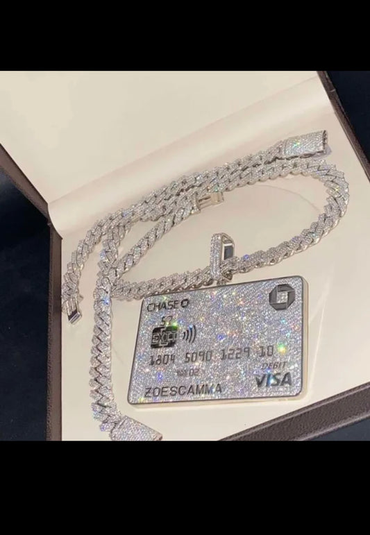 Buss Down Iced out Fully VVS Credit Card Pendant