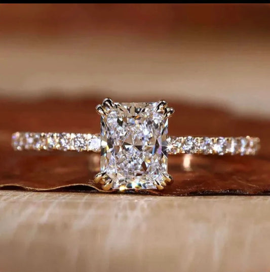 14k Square Flooded VVS 2 Ct Engagement Ring