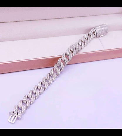 12mm Two Row VVS Iced Out Cuban Link Bracelet