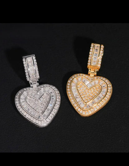 Two Layered VVS Heart Pendant