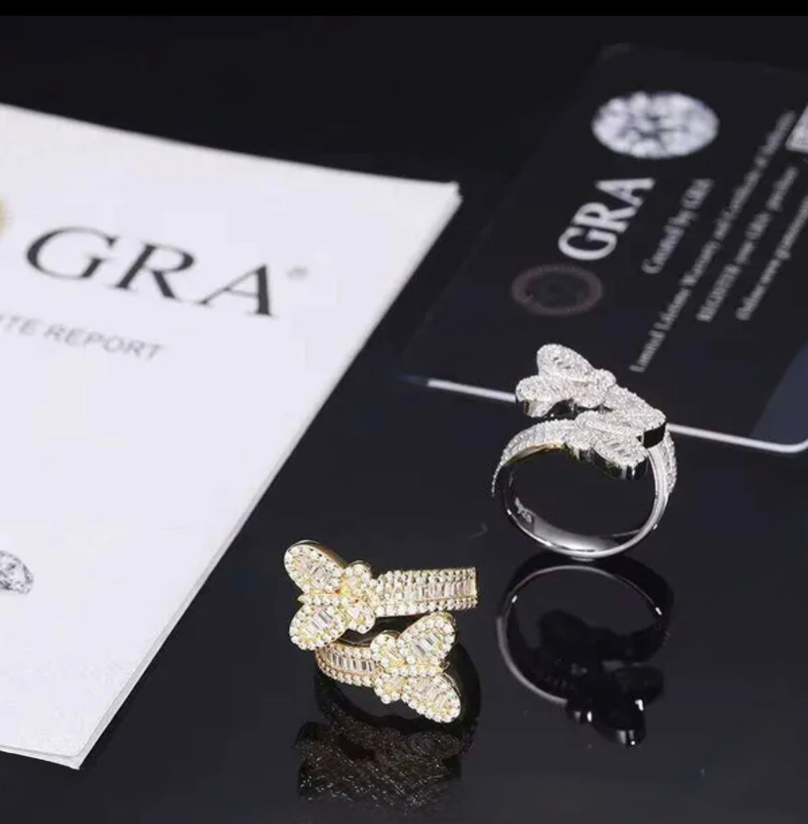 Butterfly Shape VVS Iced Out Ring
