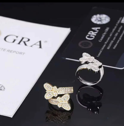 Butterfly Shape VVS Iced Out Ring