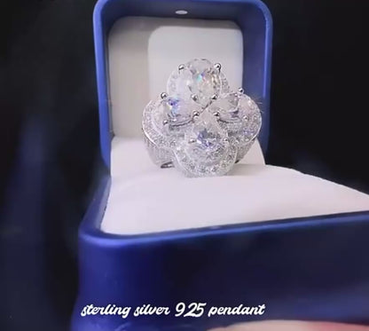 Clover Flooded Iced Out Ring